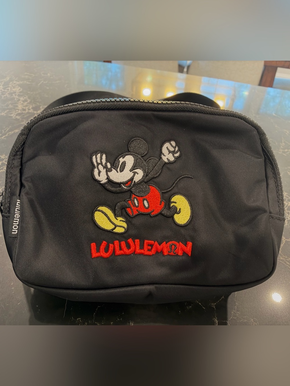 lululemon athletica Black Belt Bag with Red, Yellow and White Mickey Embroidery